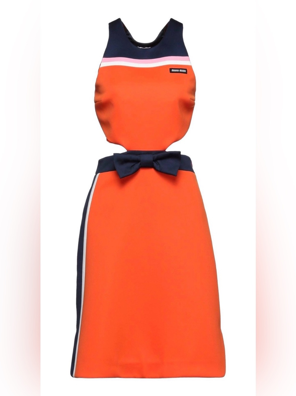 Miu Miu Orange and Navy Colorblock Dress from the 2021 runway collection.